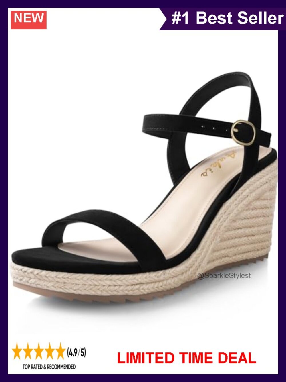 Platform Wedge Sandals Open Toe Ankle Strap High Heel Espadrille